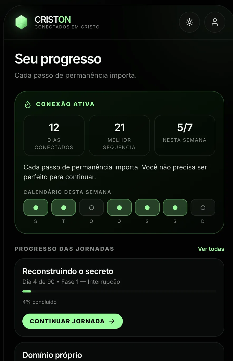 Tela de progresso do aplicativo CRISTON